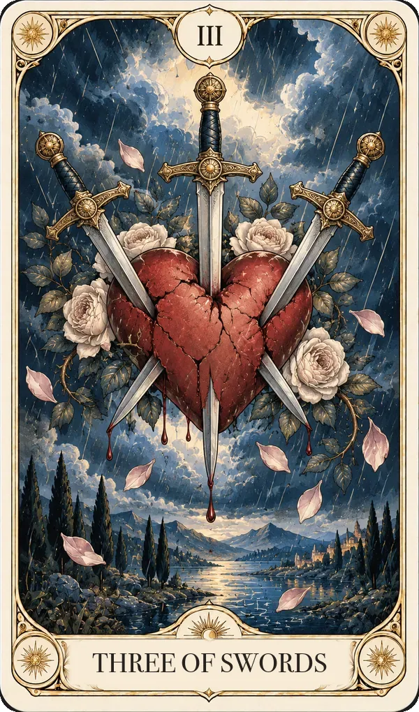Three of Swords tarot card